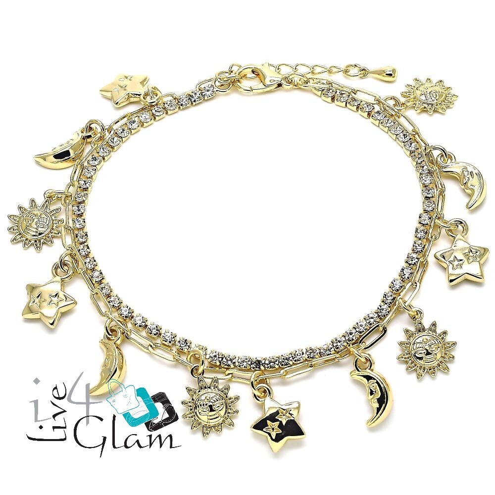 Gold Layered Anklet , Sun/Moon charm