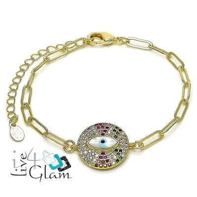 Gold Layered Bracelet, Greek Eye/Mother of Pearl