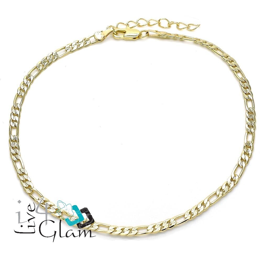 Gold Layered Anklet, Figaro 3mm