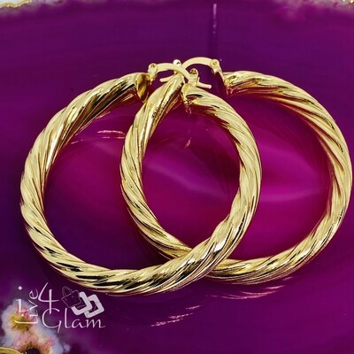 Gold Layered Twist Medium Hoop