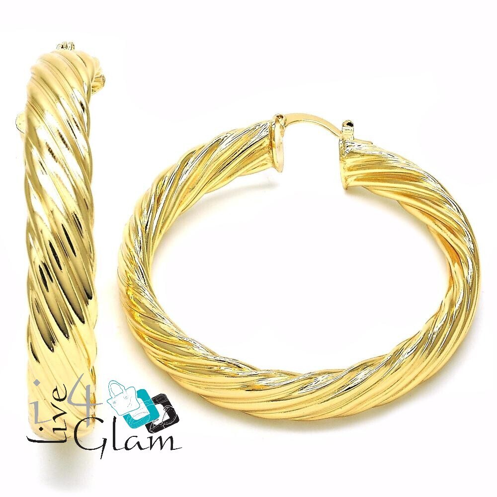 Gold Layered Twist Medium Hoop