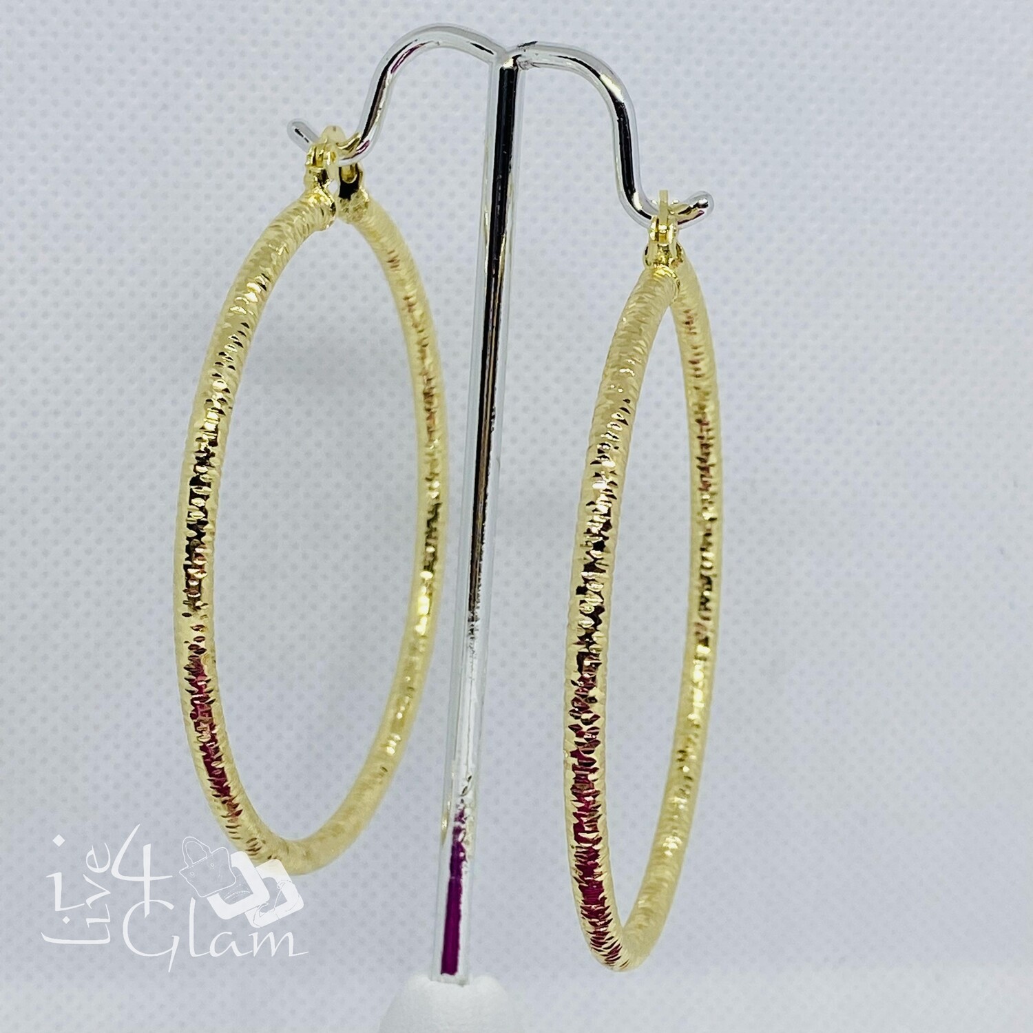 Gold Layered Diamond Cut Large Hoop