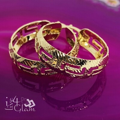 Gold Layered Greek Key Pattern Medium Hoop