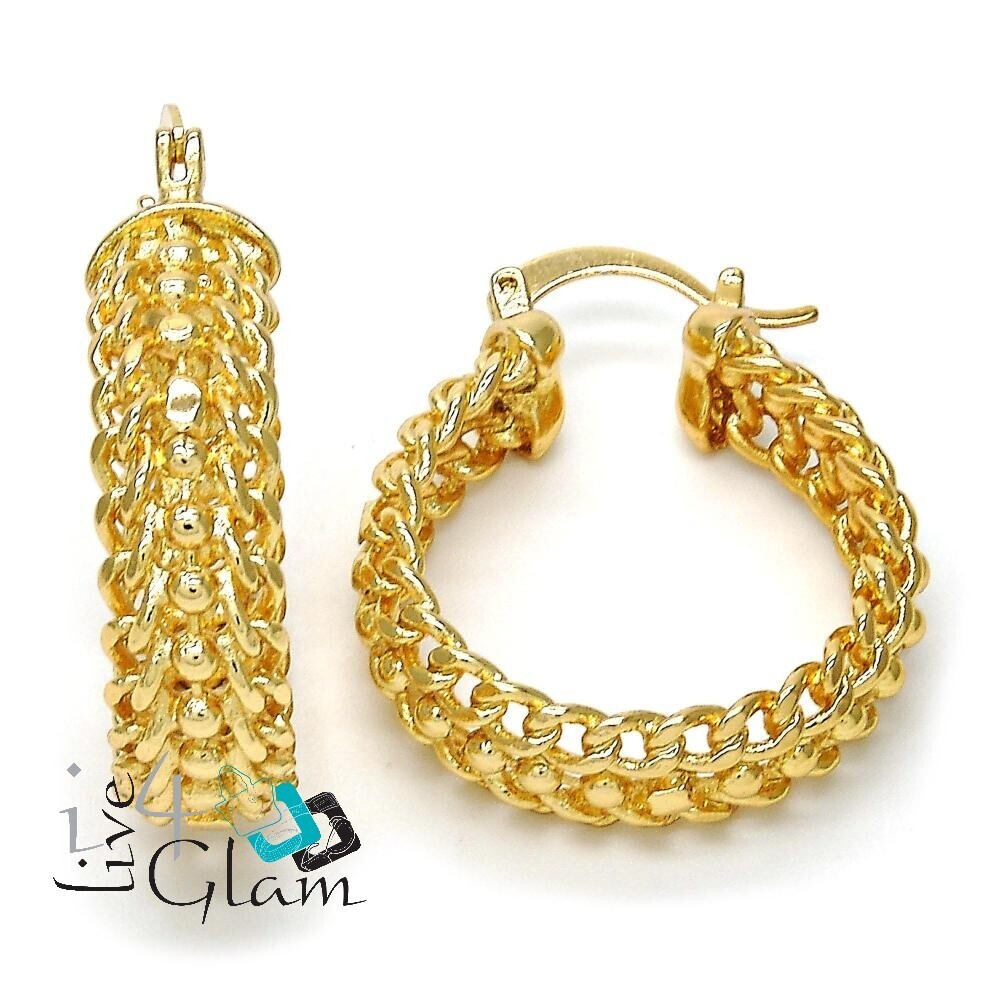 Gold Layered Cuban Link Medium Hoop