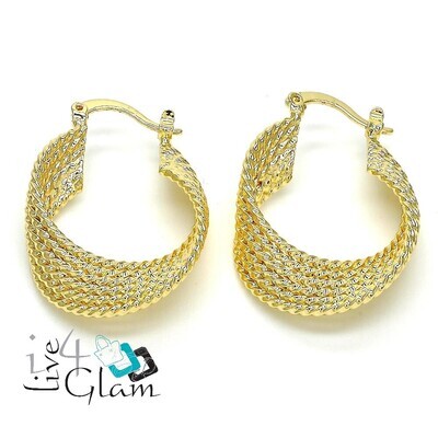 Gold Layered Twist Basket Small Hoop