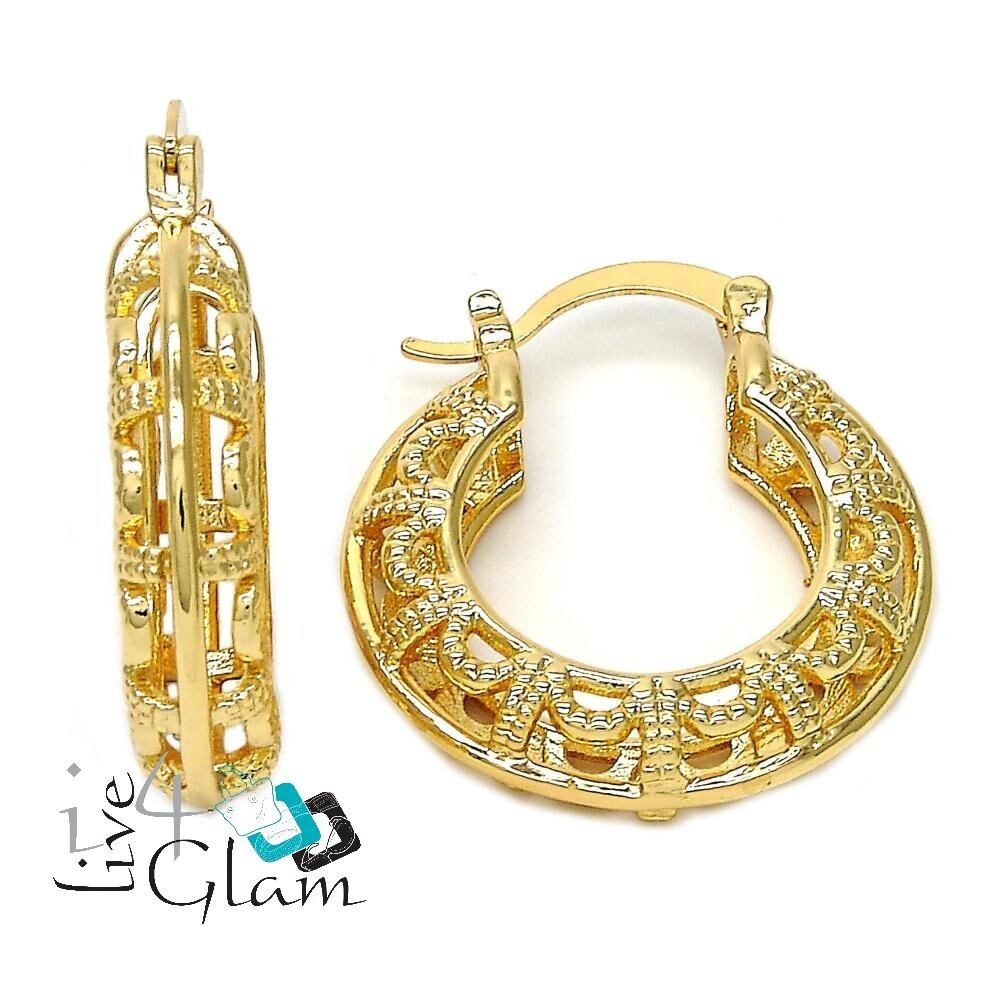 Gold Layered Wave Pattern Small Hoop