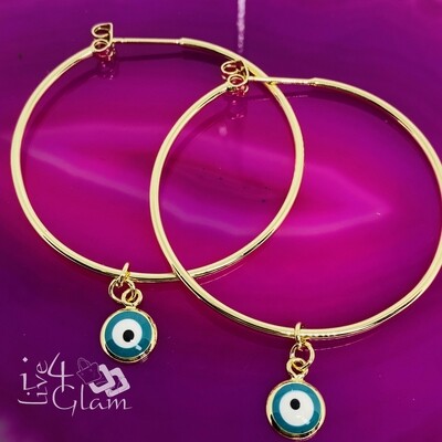 Gold Layered Turquoise Greek Eye Med Hoop