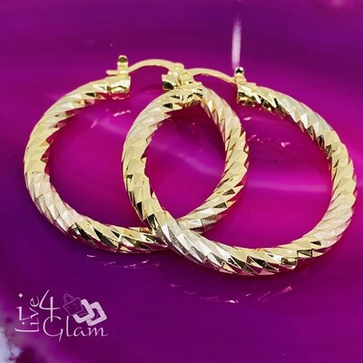Gold Layered Hollow Tri Color Small Hoop