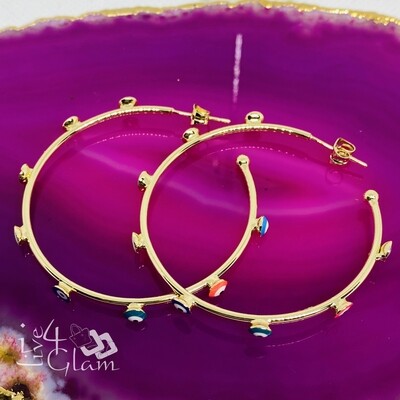 Gold Layered Multi Greek Eye Medium Hoop