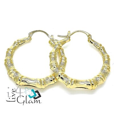 Gold Layered Hollow Bamboo Pattern Medium Hoop