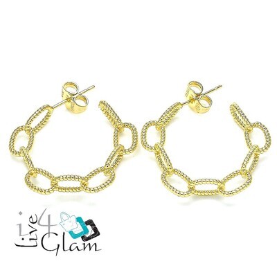 Gold Layered Pattern Paperclip Stud Hoop
