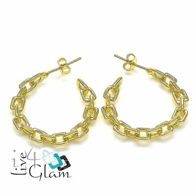 Gold Layered Plain Paperclip Stud Hoop