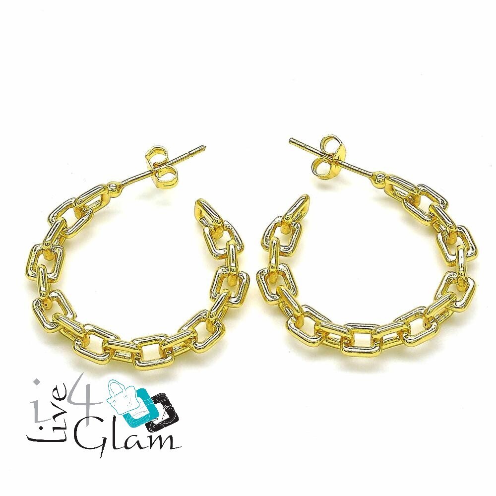 Gold Layered Plain Paperclip Stud Hoop