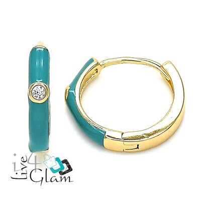 Gold Layered CZ Green Enamel Huggie