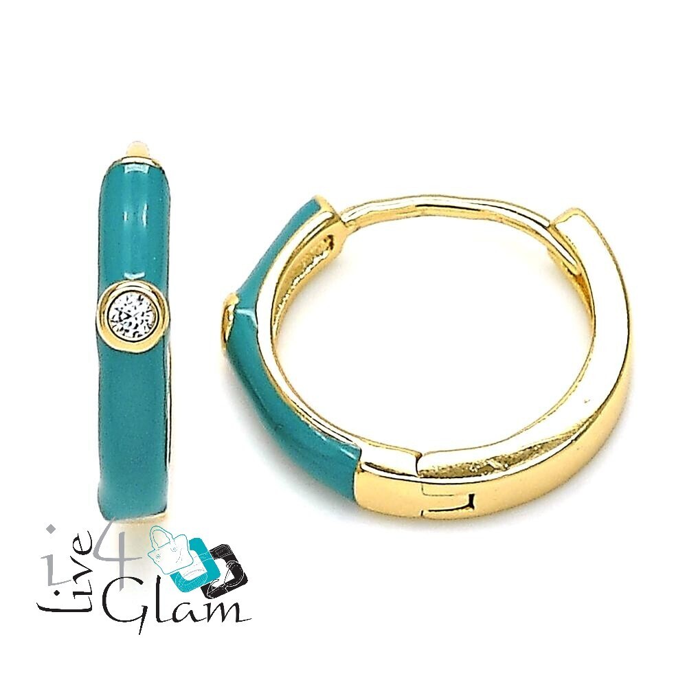 Gold Layered CZ Green Enamel Huggie