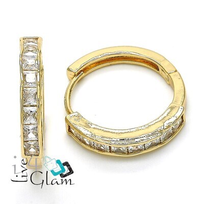 Gold Layered Emerald Cut CZ Hoop
