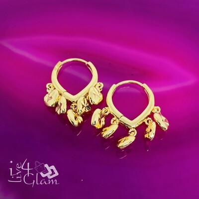 Gold Layered Hanging Diamond Cut Heart Huggie