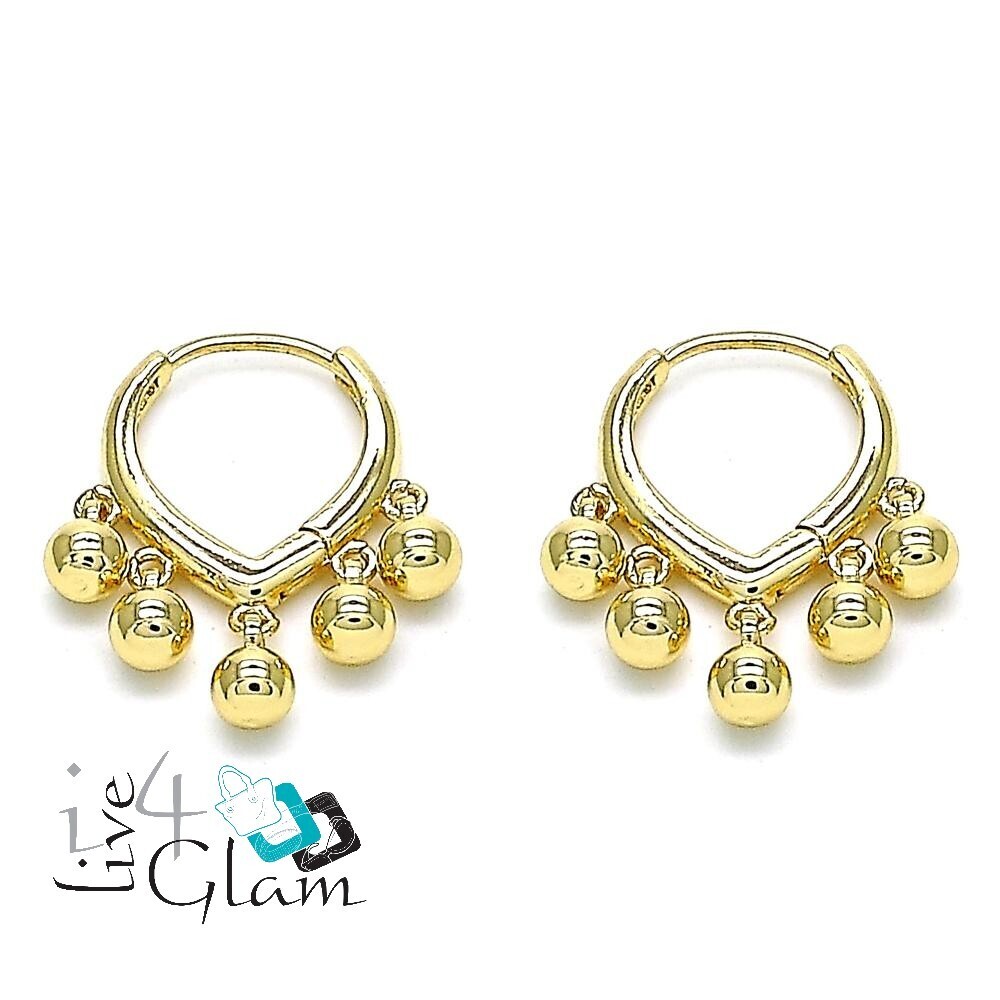 Gold Layered Hanging Ball Huggie