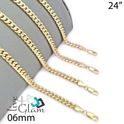 Gold Layered Miami Cuban 6mm Chain 24&quot;