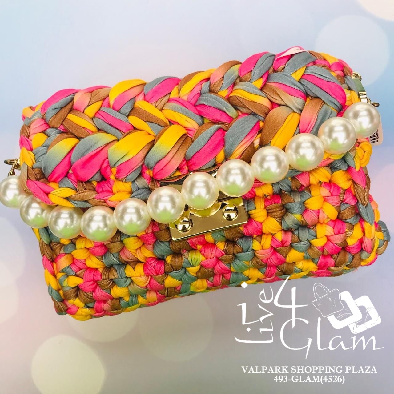 Crochet w Pearl Mini Bag
