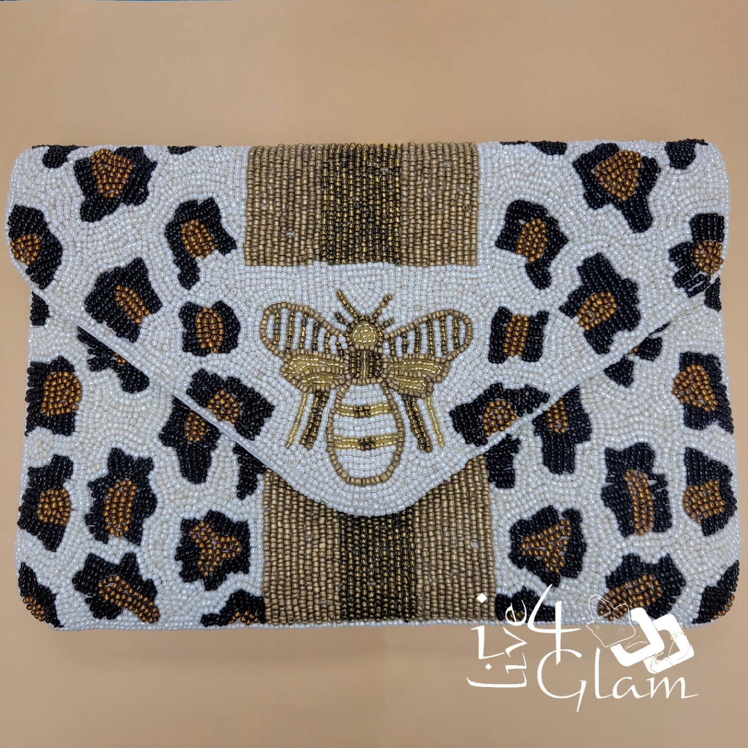 Bee Beaded Pattern Clutch
