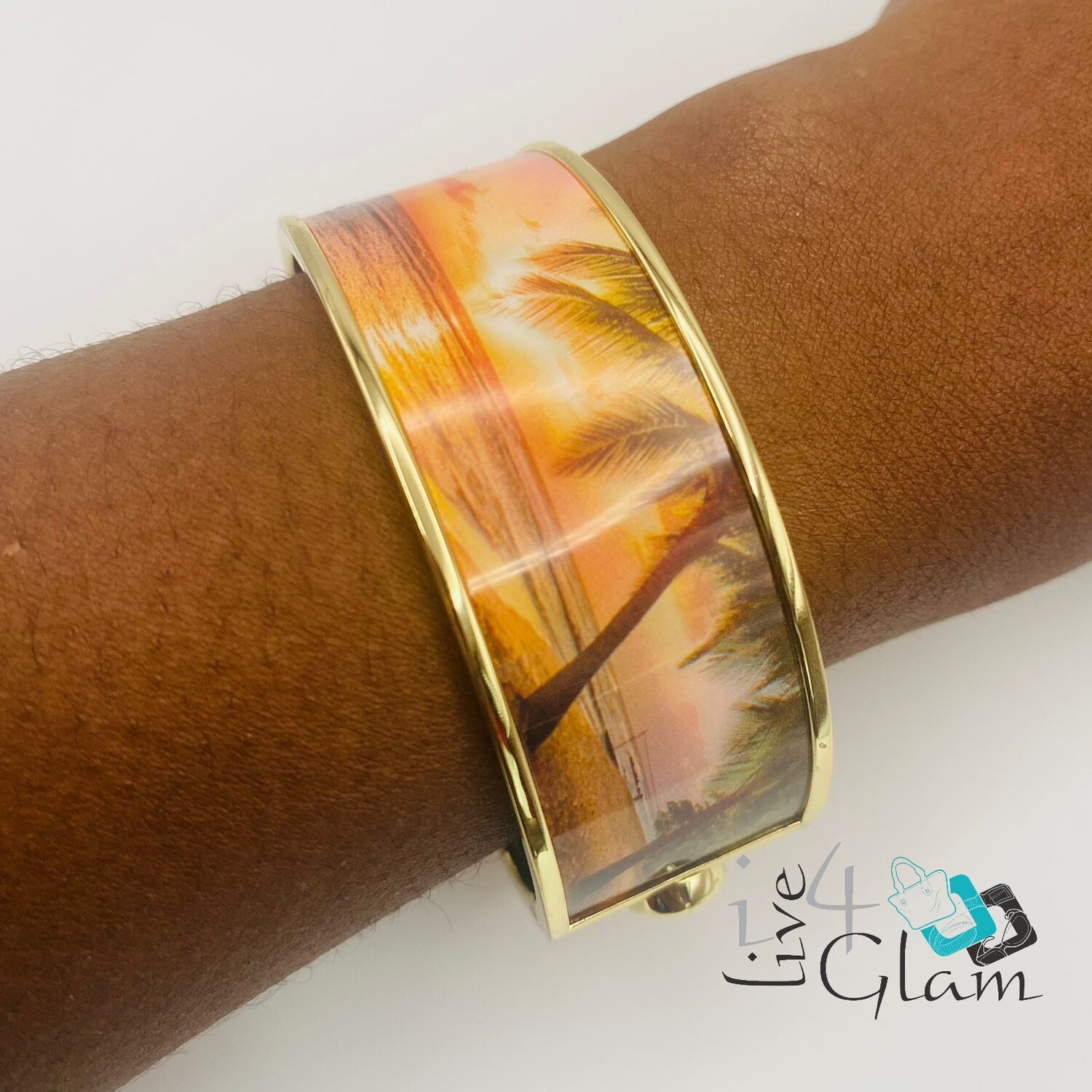 Stainless Steel Swirl Clasp Bangle , Color: Beach Sunset