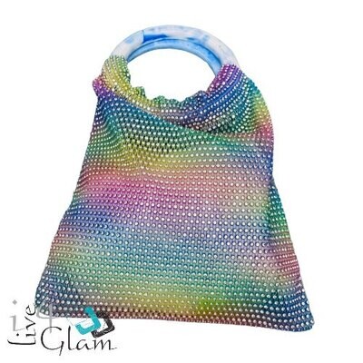 Mesh Rhinestone with Marble Handle Bag