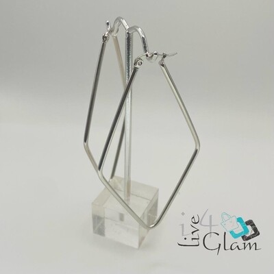 Stainless Steel Silver Diamond Hoop Earring