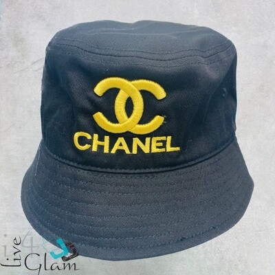 Chanel Style Fashion Bucket Hat, Color: Black