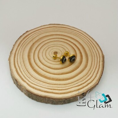 Stainless Steel Evil Eye Screw Back Earrings