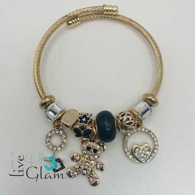 Stainless Steel Bear Charm Bracelet