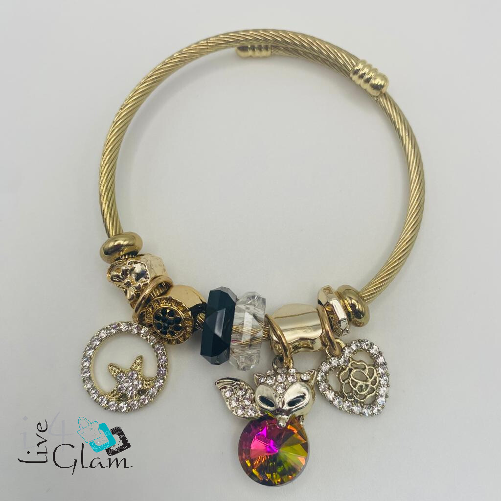 Stainless Steel  Fox Charm Bracelet
