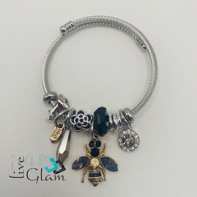 Stainless Steel Bee Charm Bracelet