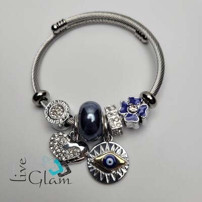 Stainless Steel Evil Eye Charm Bracelet