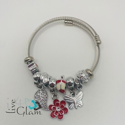 Stainless Steel Flower Charm Bracelet