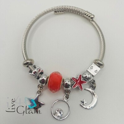 Stainless Steel Starfish Charm Bracelet
