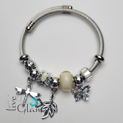 Stainless Steel Leaf Charm Bracelet