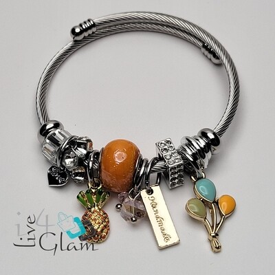 Stainless Steel Pineapple Charm Bracelet