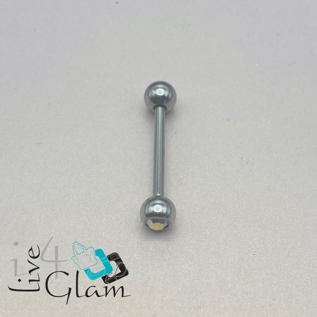 Surgical Steel Barbell Tongue Piercing, Color: White