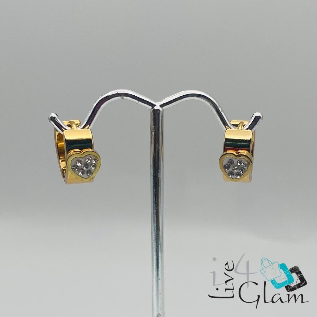 Stainless Steel Huggie, Color: Gold, Style: Heart
