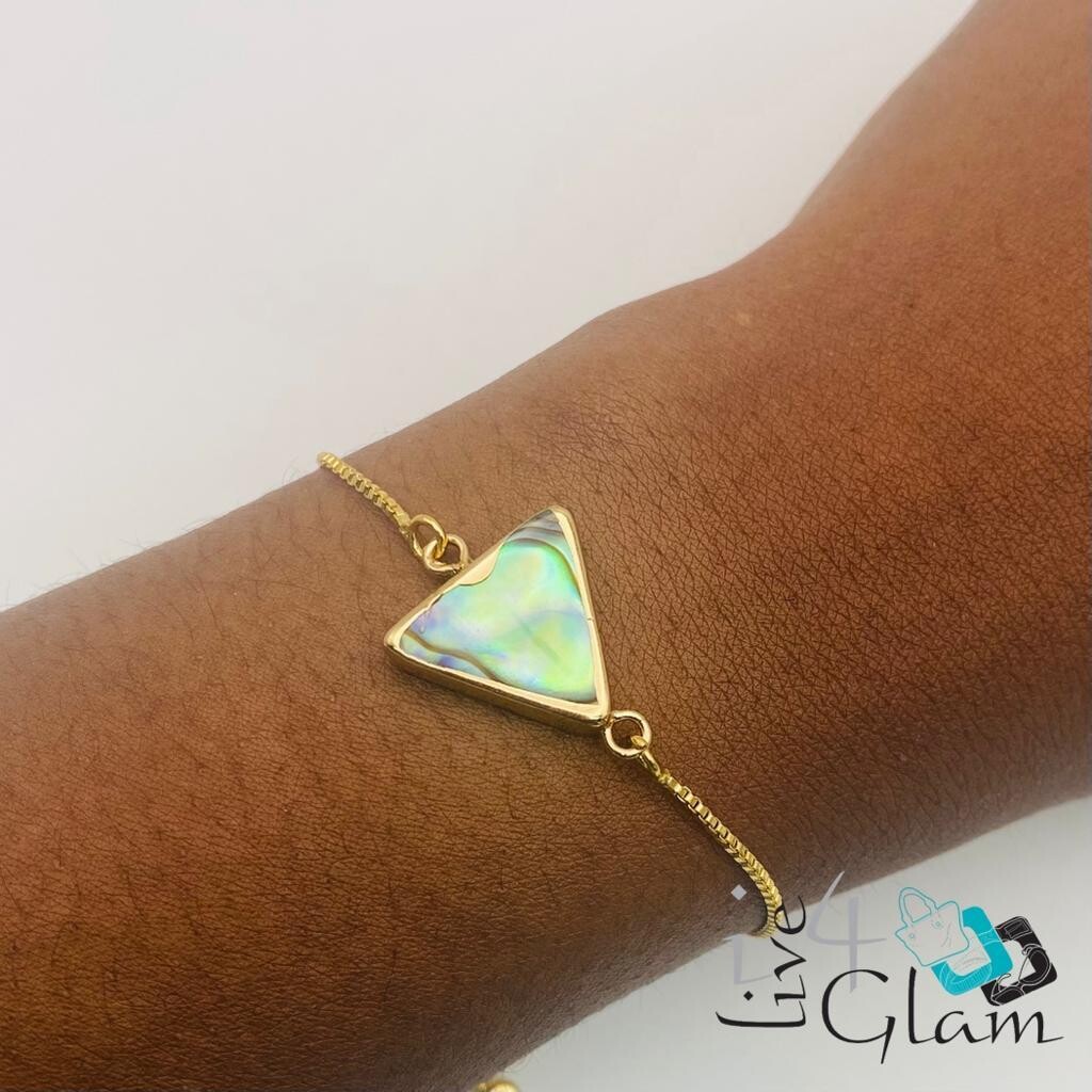 Triangle Gold Pull String Bracelet Abalone