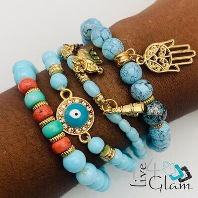 4 Pcs Bracelet Set Blue