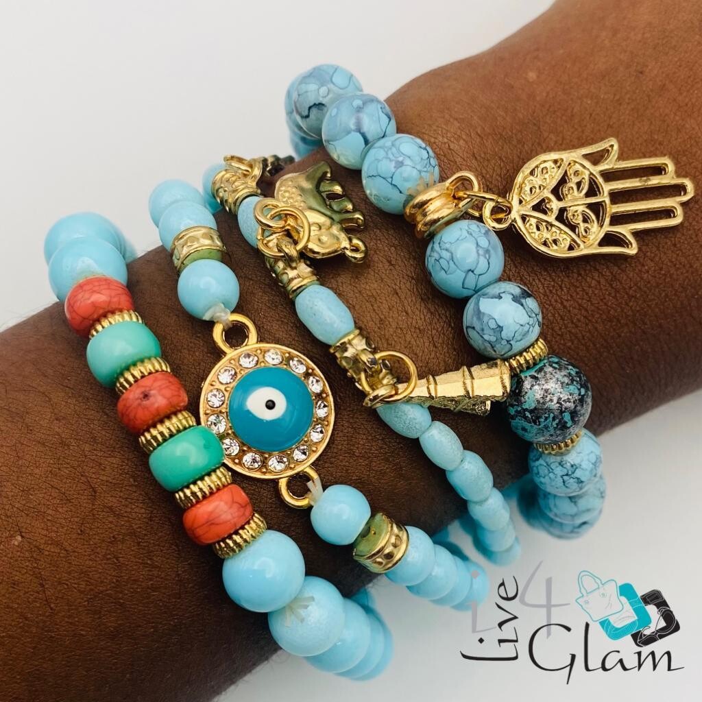 4 Pcs Bracelet Set Blue