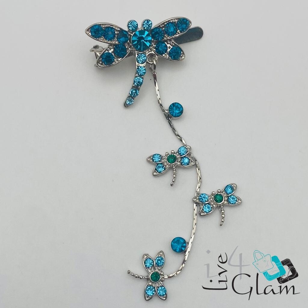 Magnetic Dragonfly Dangling Hair Clip, Color: Blue