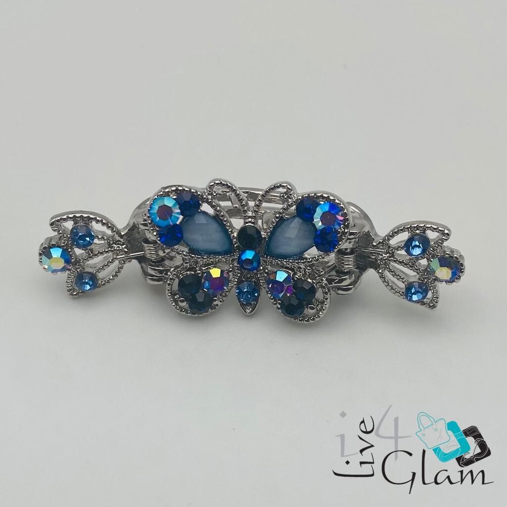 Butterfly Double Clamp Hair Clip, Color: Blue