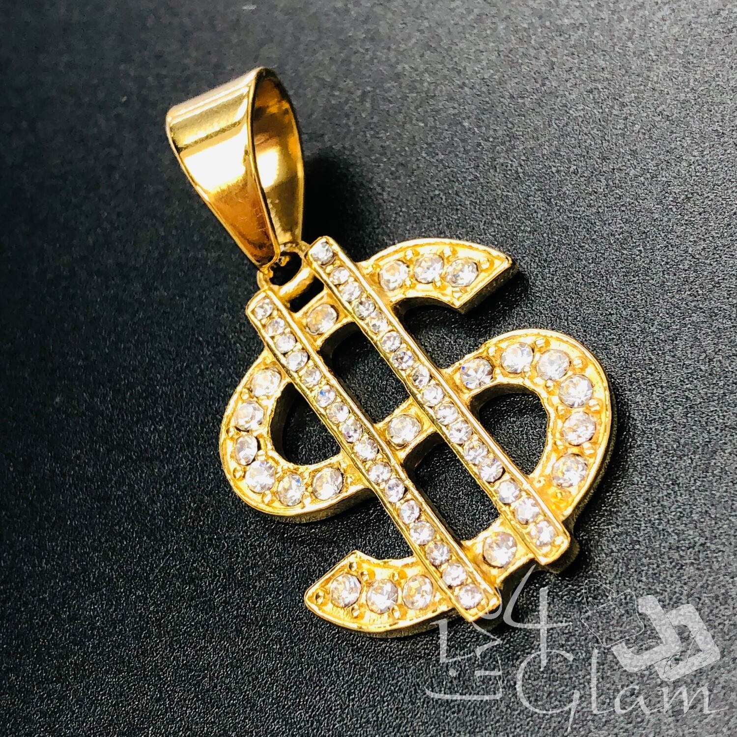 Stainless Steel Bling Dollar Sign Pendant, Size: Small