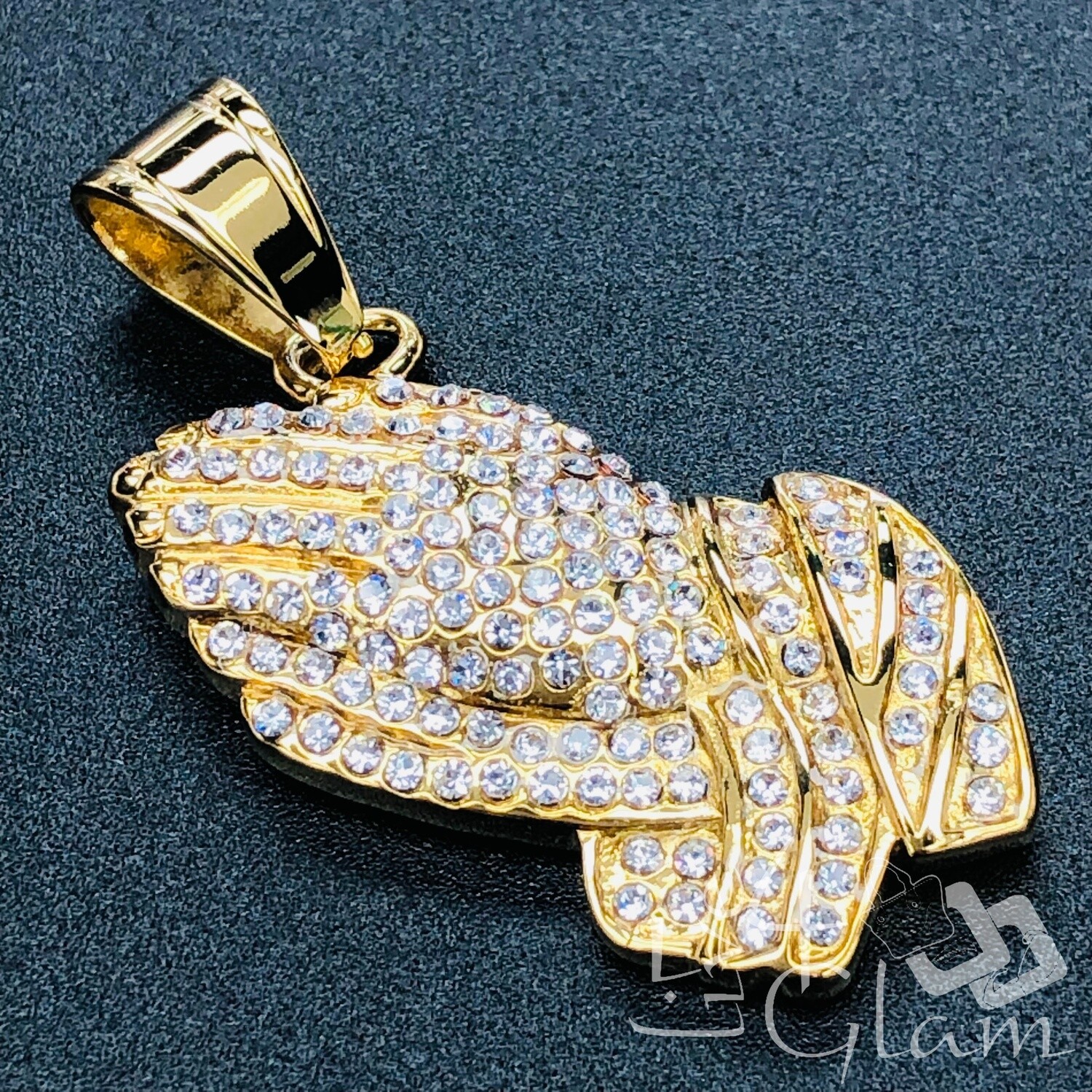 Stainless Steel Praying Hand CZ Pendant, Size: Small