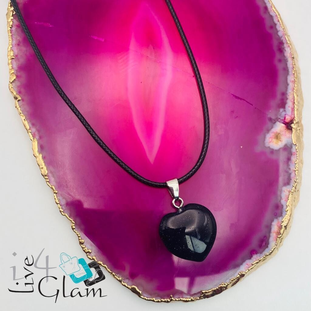 Gemstone with Black Cord Necklace, Color: Black