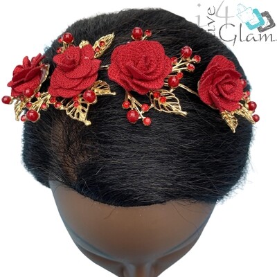 Red Rose Hair Vine 4 Flower