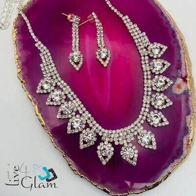Crystal Drop Tassel Necklace And Earring Set